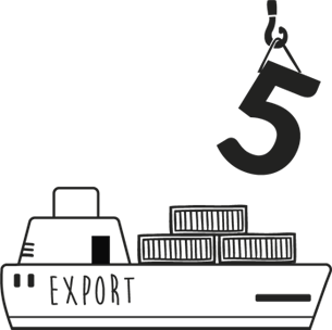 Illustration of exporting container ship