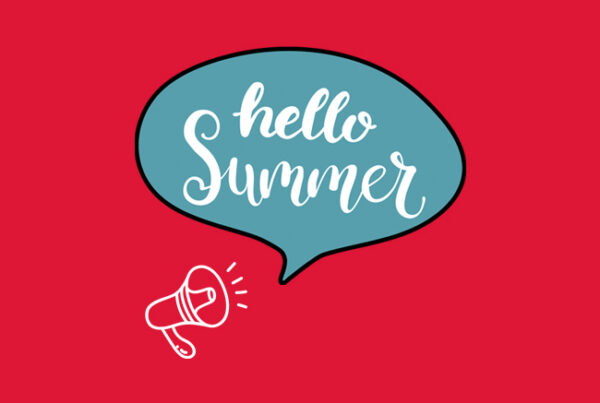 Image of a speech mark announcing Summer news for blog